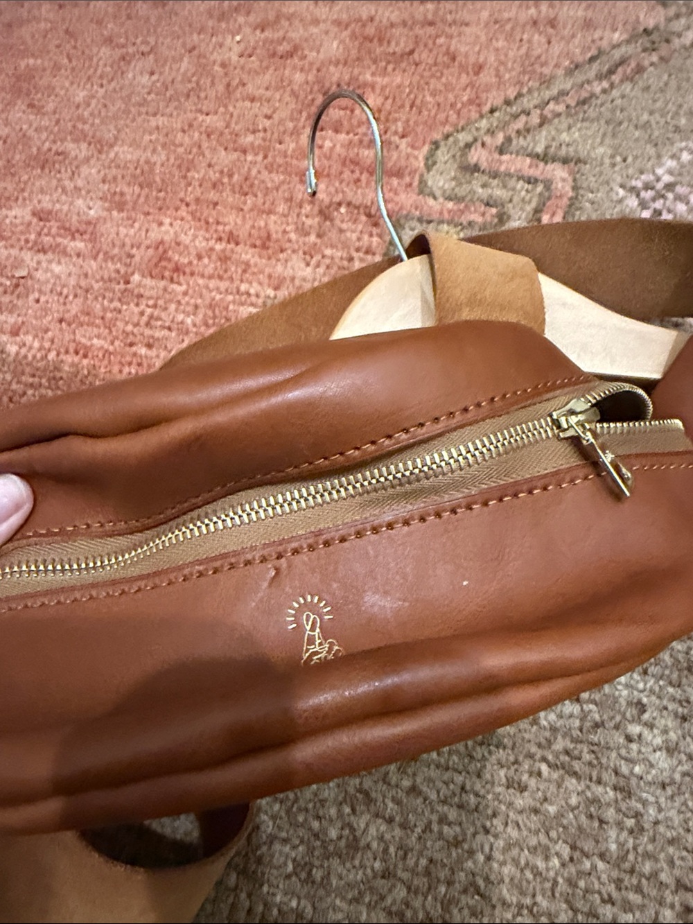 Mens Leather Tan Belt Bag with Adjustable Strap